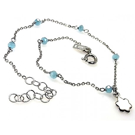 Pulsera tobillera de Plata flor piedra