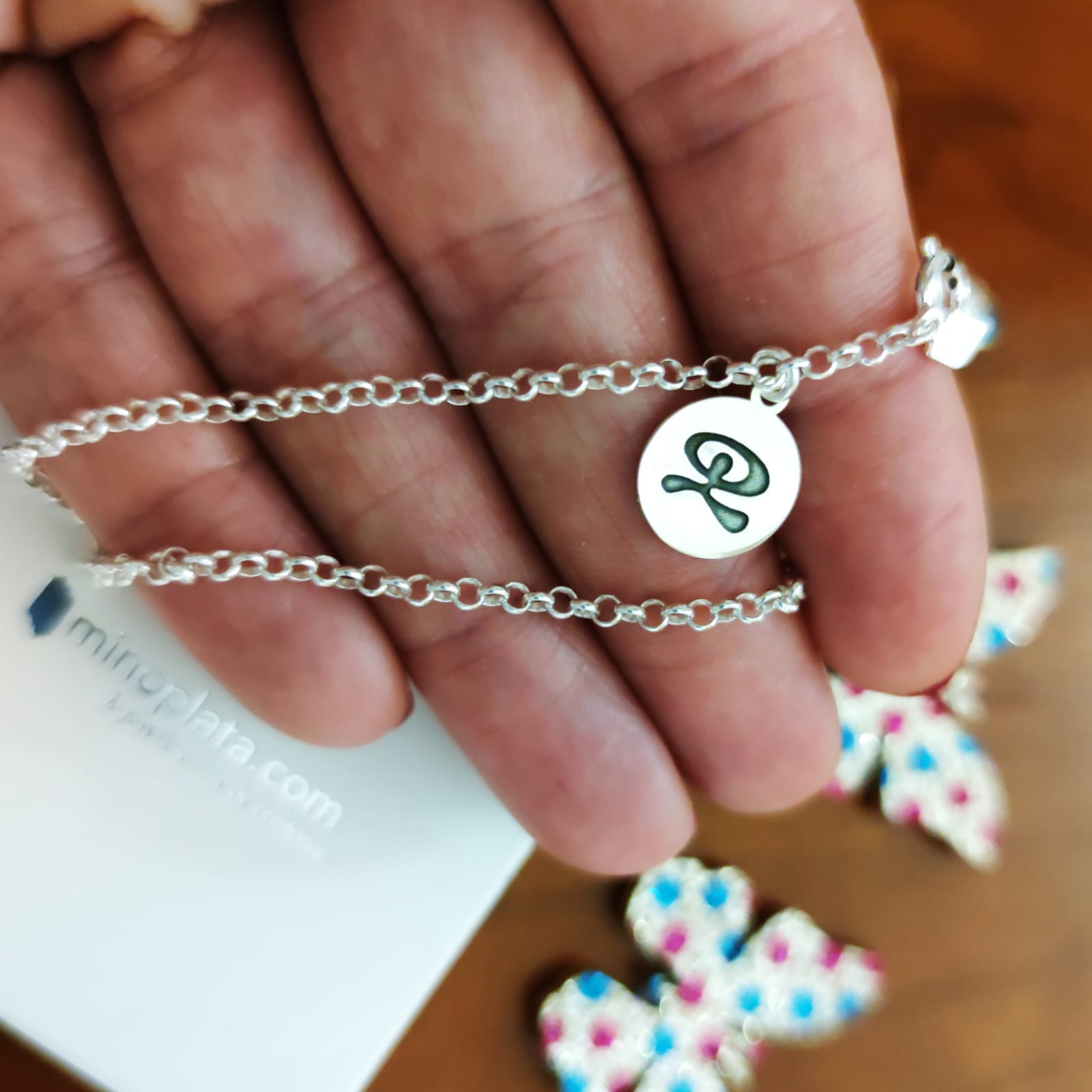 Pulsera tobillera en Plata de ley con Indalo colgante 2