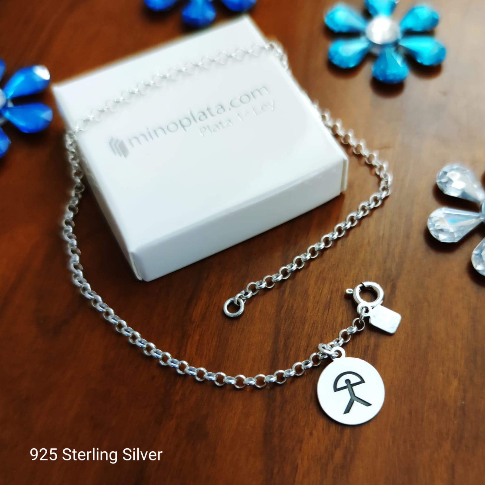 Pulsera tobillera indalo de Plata de ley 2