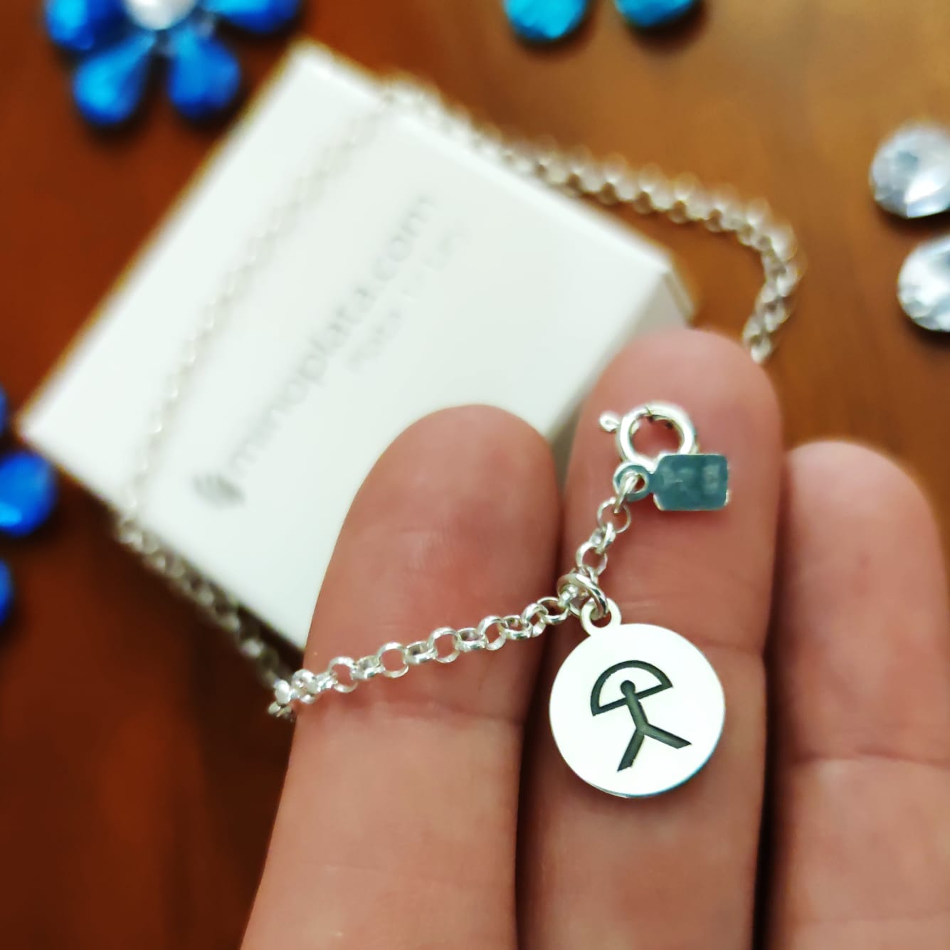 Pulsera tobillera indalo de Plata de ley 3