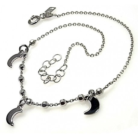 Pulsera tobillera luna colante de Plata