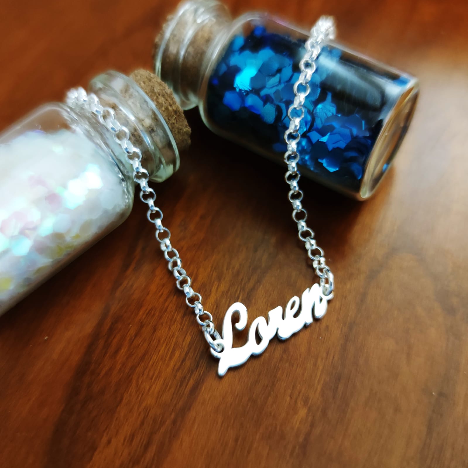 Tobillera personalizada con nombre de Plata tamaño XXL 2