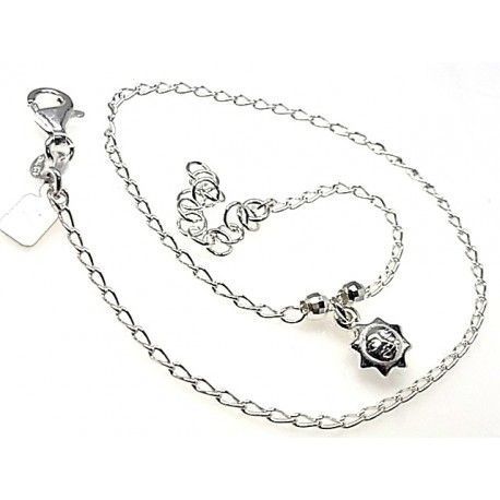 Pulsera tobillera sol de Plata de ley