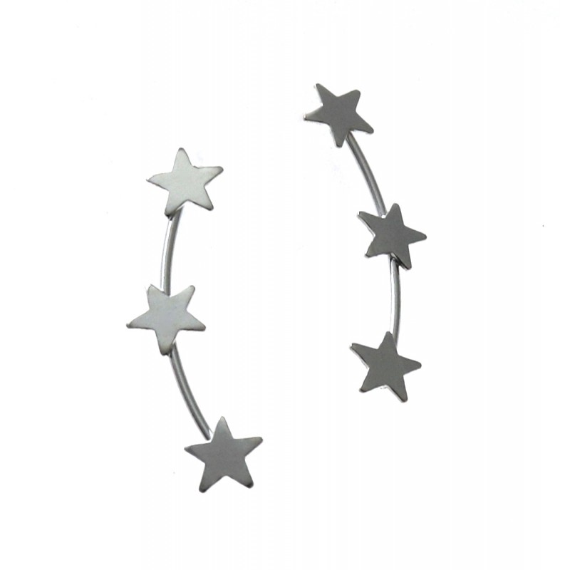 Pendientes trepadores estrellas de Plata de ley
