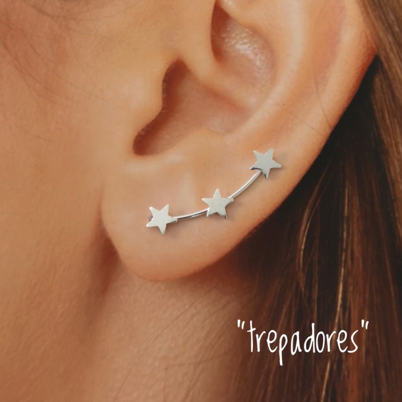 Pendientes trepadores estrellas de Plata de ley 1
