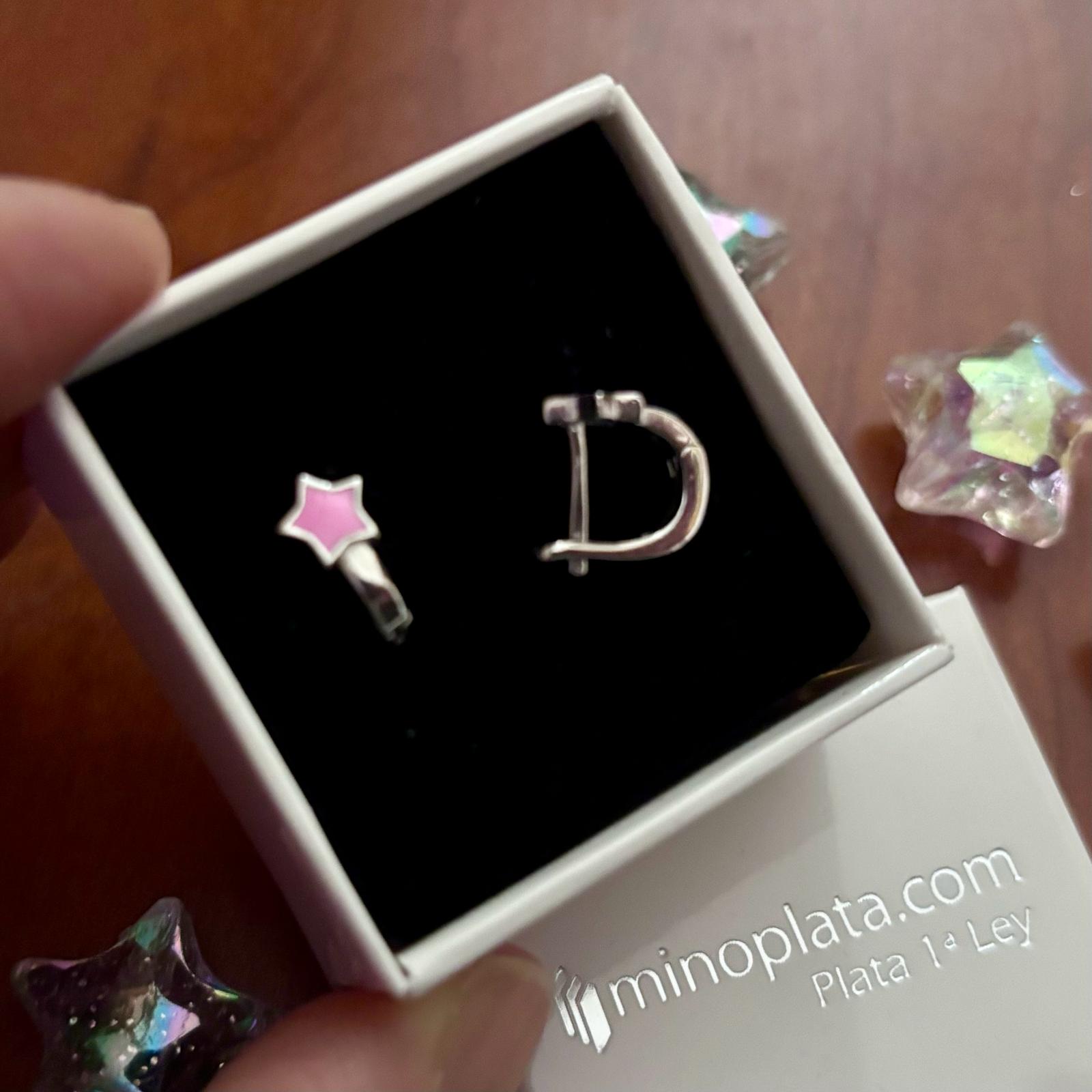 Pendientes estrella rosa de Plata con cierre catalán 4
