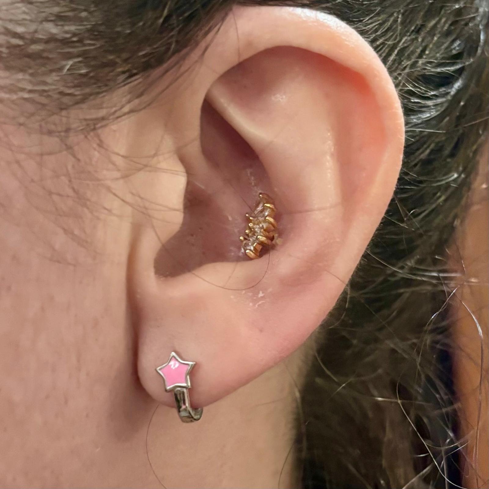 Pendientes estrella rosa de Plata con cierre catalán 5