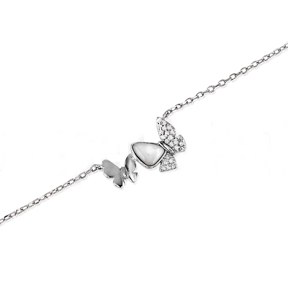 Pulsera mariposas de Plata de ley con nácar