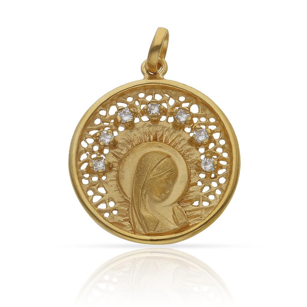 Medalla Virgen Niña de Plata chapada en Oro 22mm