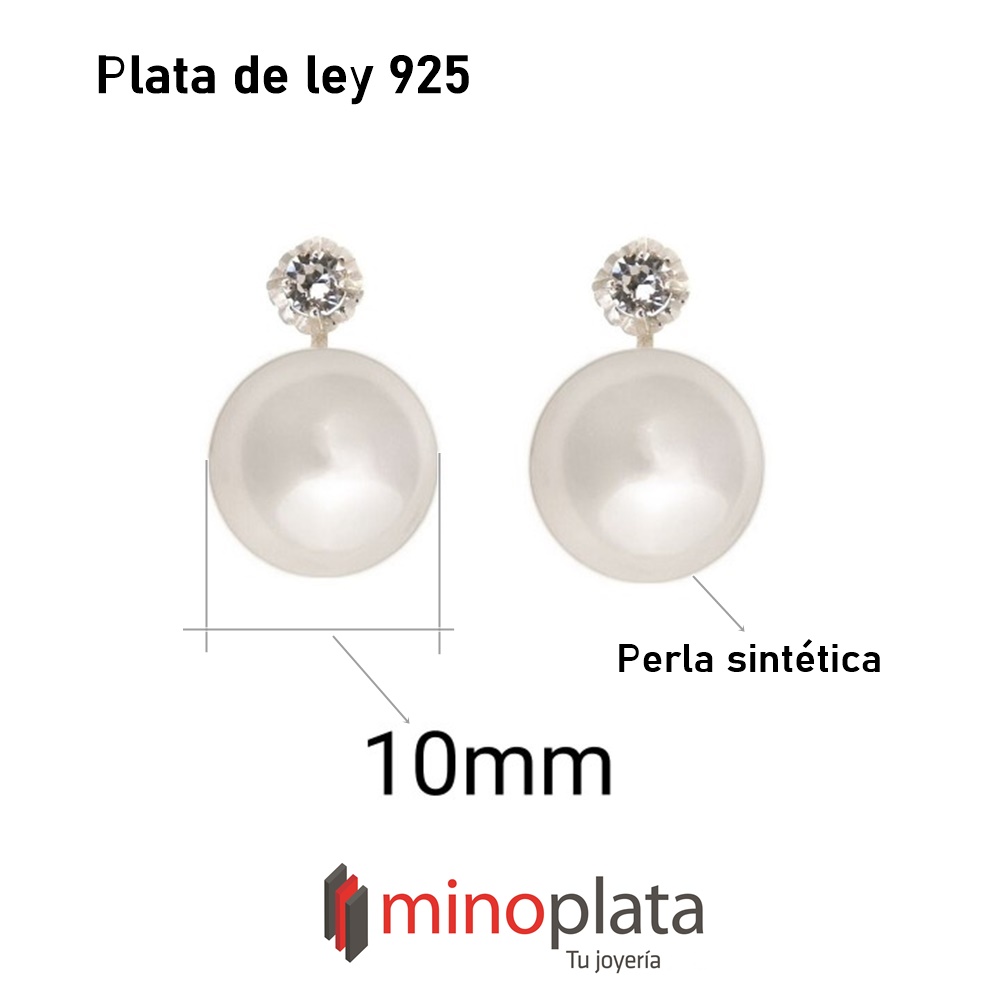 Pendientes japonesa Perla 10 Mm. y Circonita Plata cierre omega 5