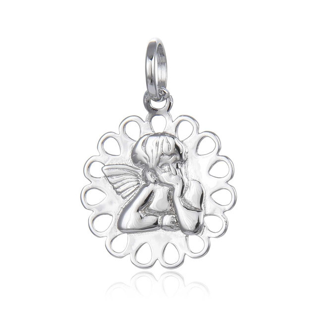 Colgante calado angelito de Plata de ley 925