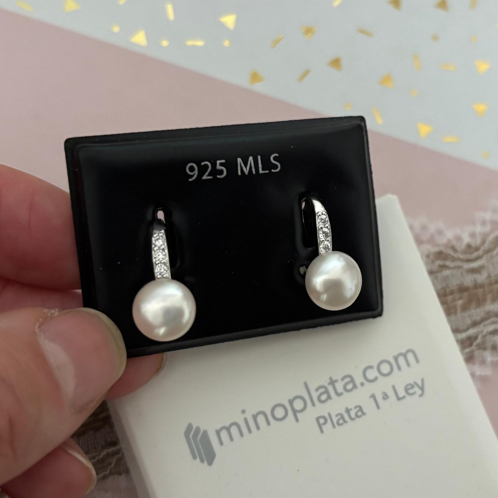 Pendientes novia en Plata rodiada con Perlas cultivadas y Circonitas micro cierre ballesta 2