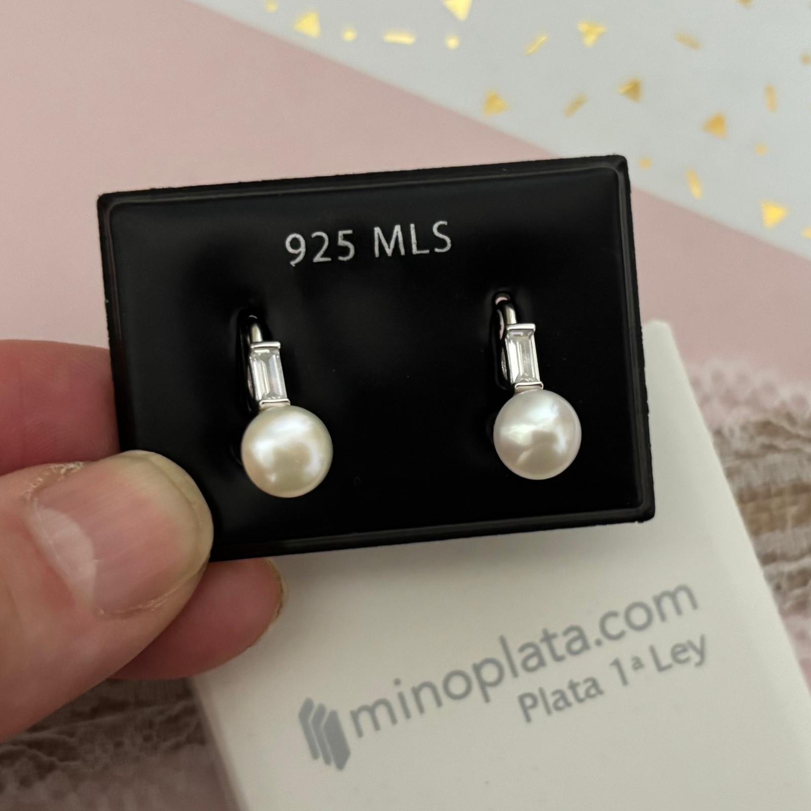 Pendientes Circonita y Perlas cultivadas cierre ballesta 2