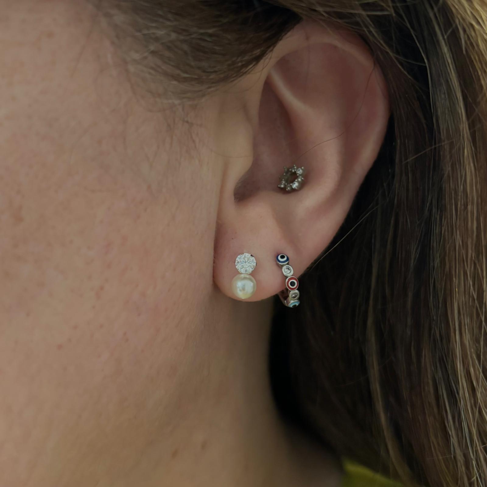Pendientes Perlas 4mm con Circonita y cierre rosca seguridad 2