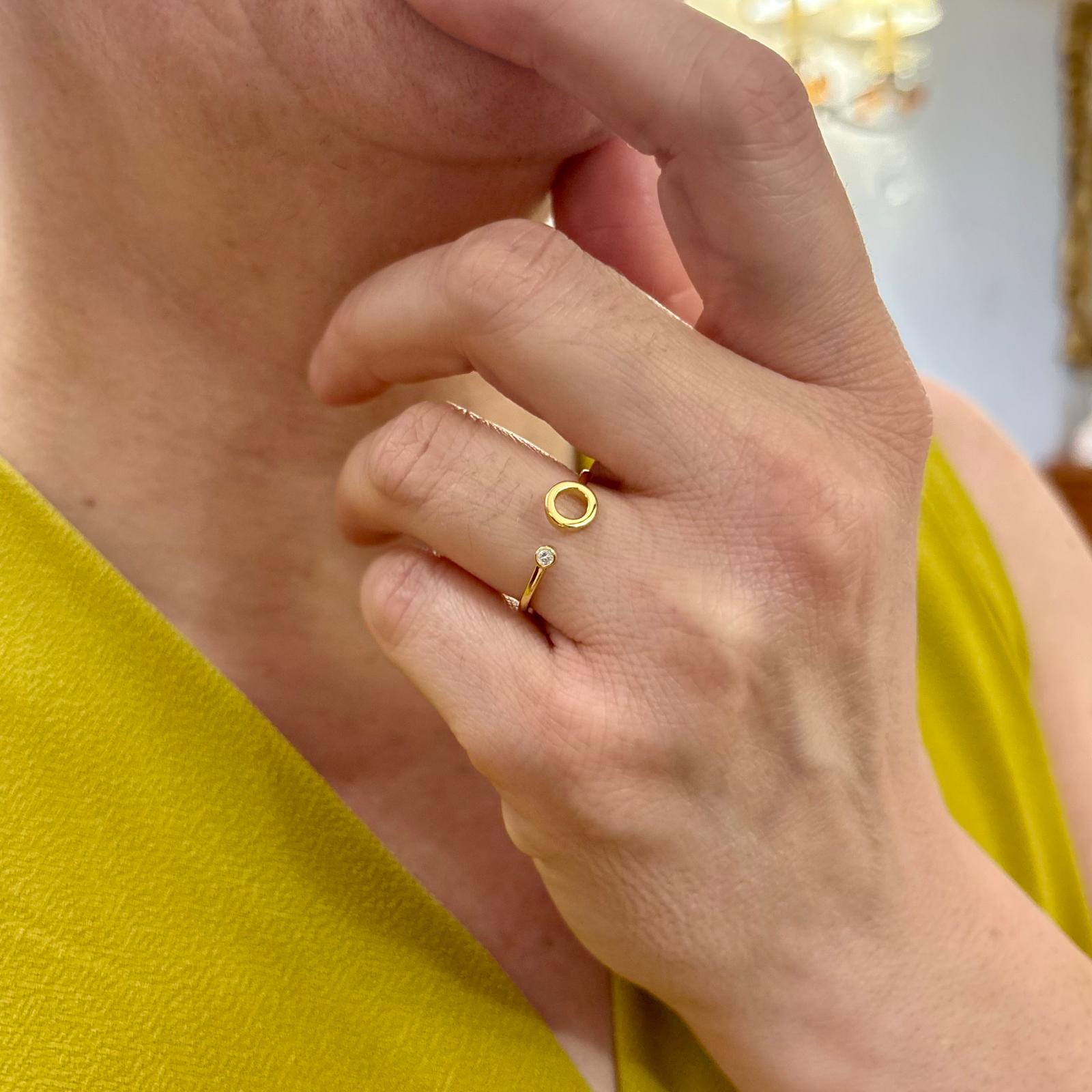 Anillo abierto karma de Plata de ley chapada en Oro con punto de luz Circonita 2