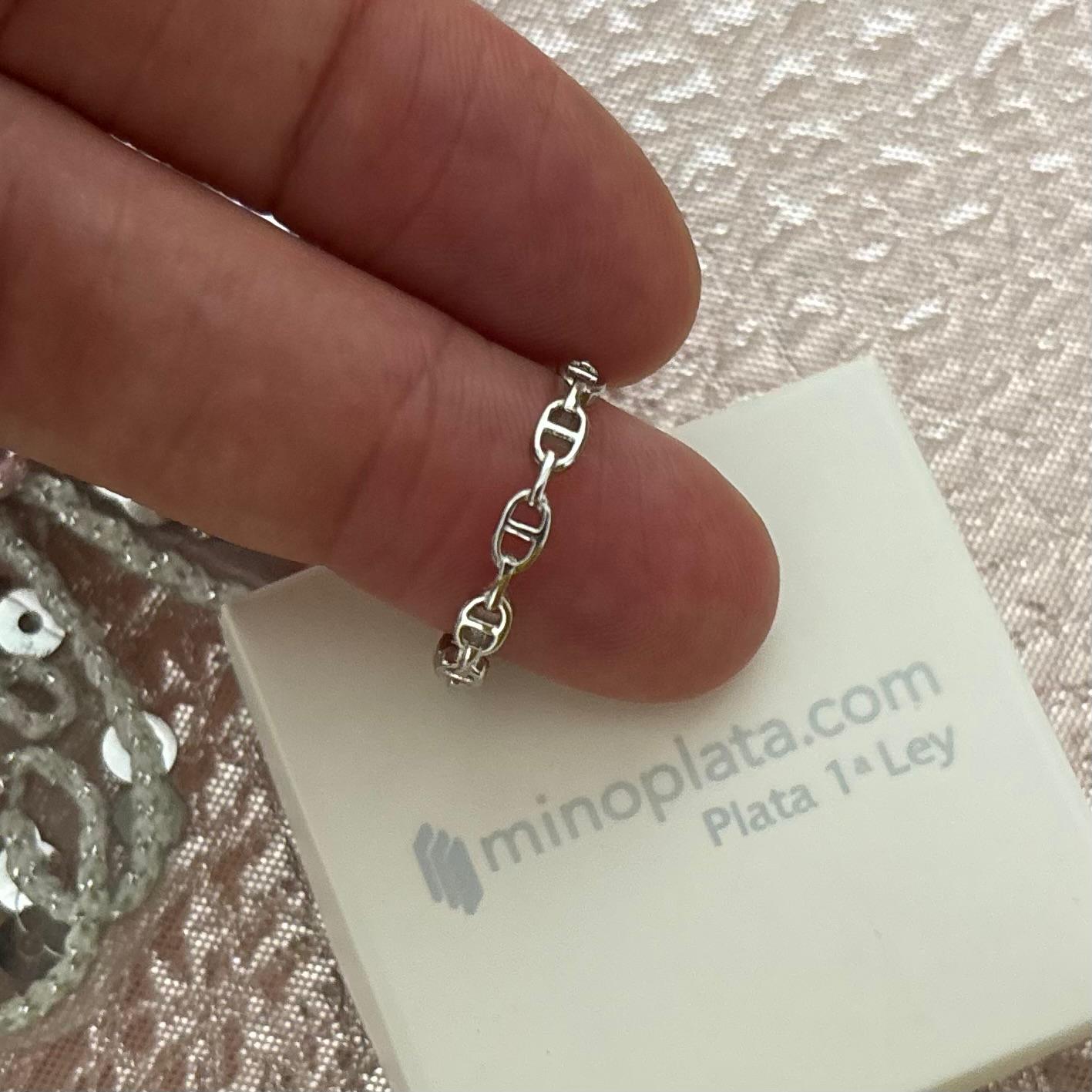Anillo eslabones ancla de Plata de ley 925 rodiada 5