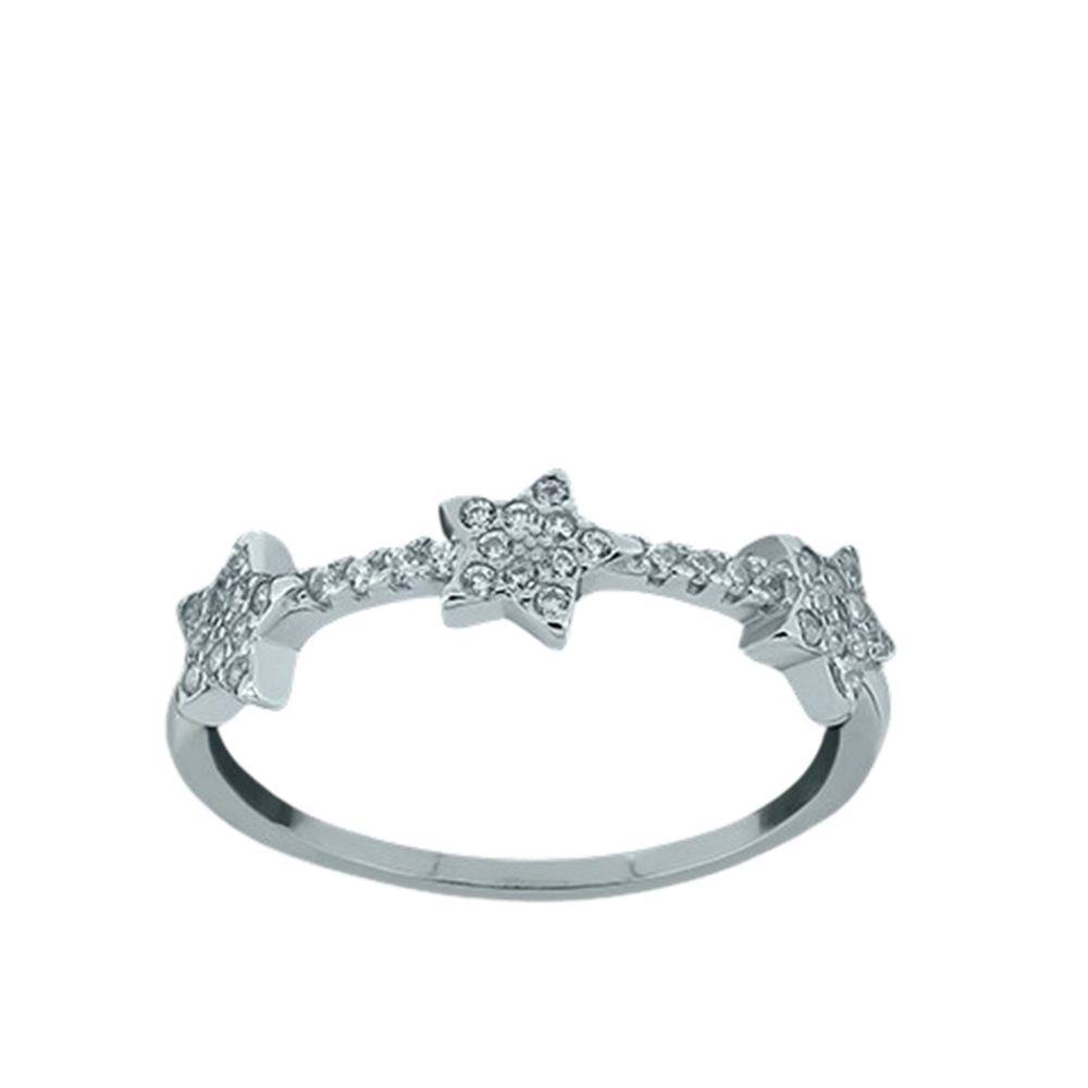 Anillo estrellas de Plata de ley rodiada con Circonitas
