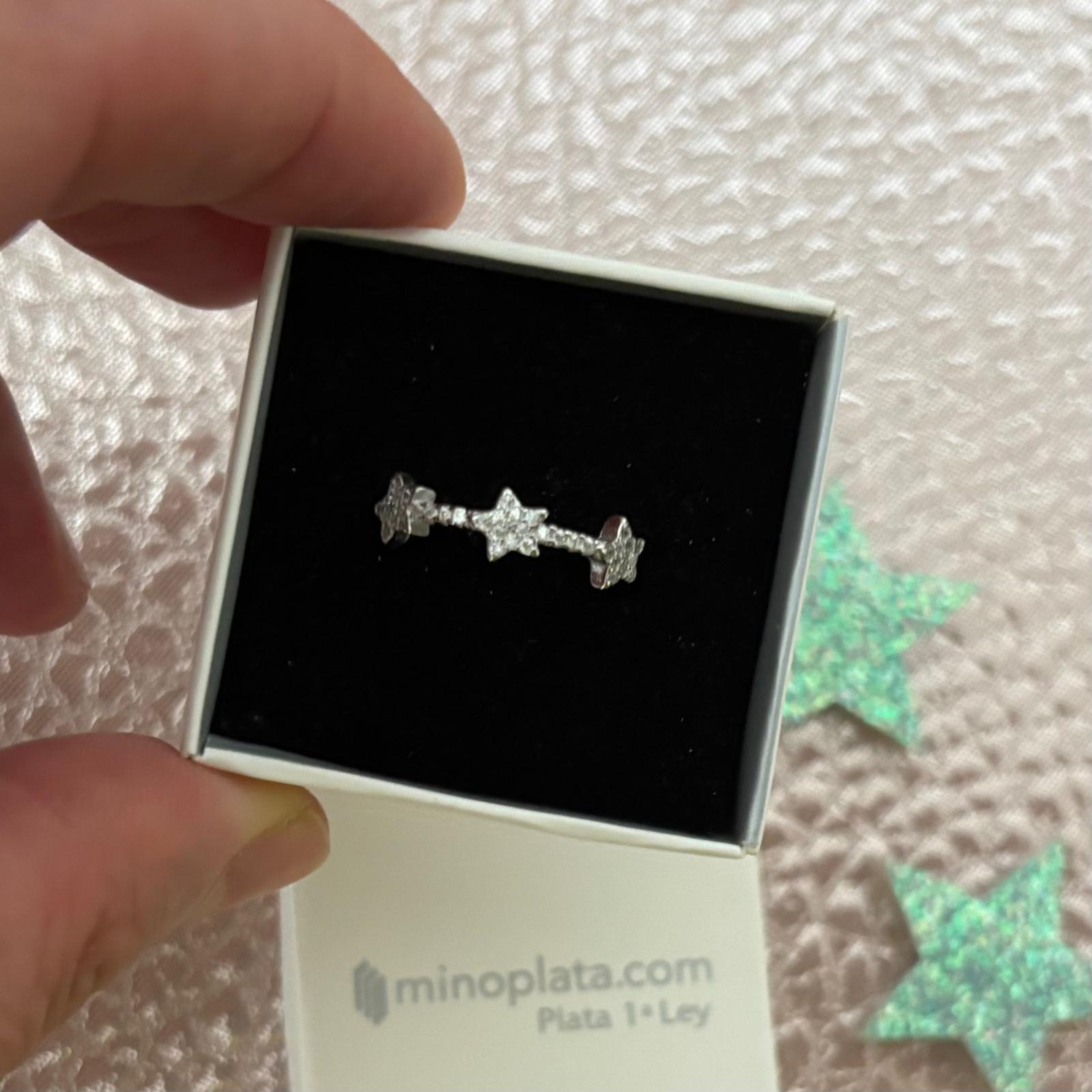 Anillo estrellas de Plata de ley rodiada con Circonitas 4