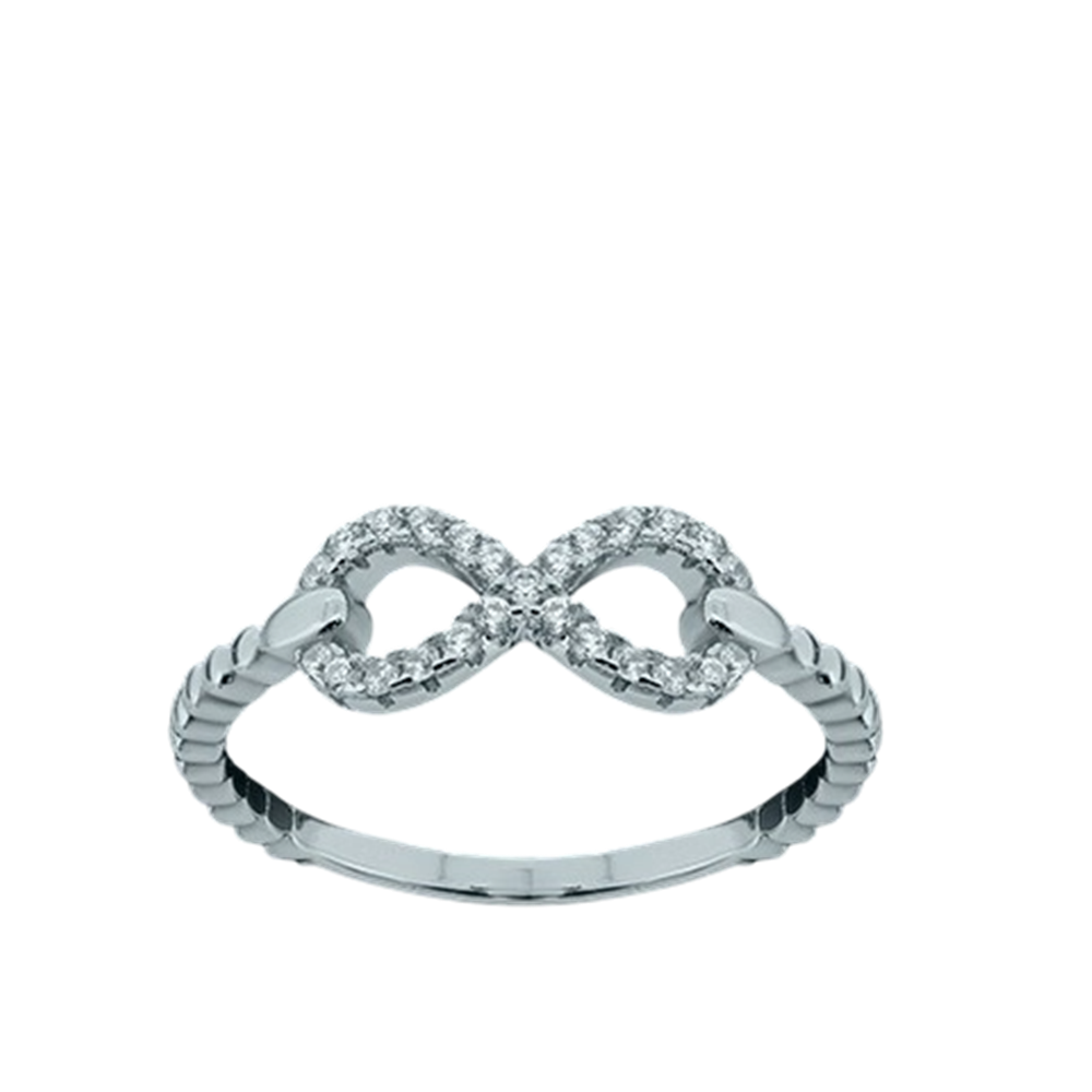 Anillo infinito de Plata de ley rodiada con Circonitas