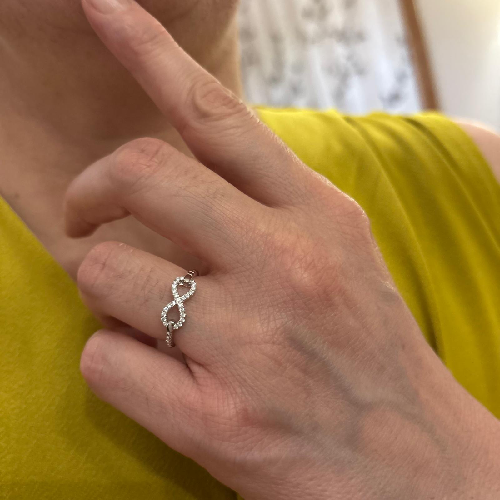 Anillo infinito de Plata de ley rodiada con Circonitas_1