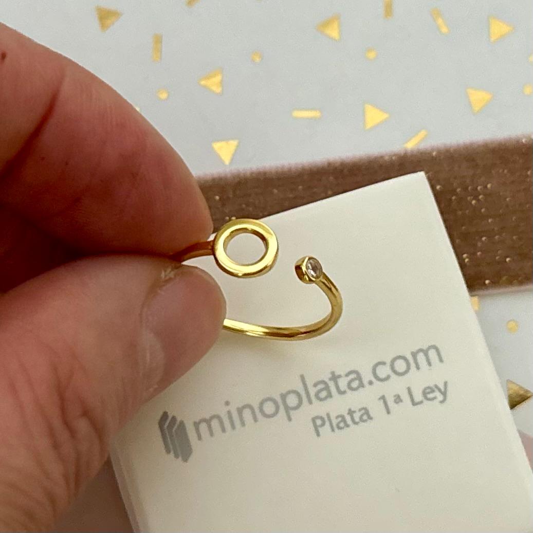 Anillo abierto karma de Plata de ley chapada en Oro con punto de luz Circonita 4