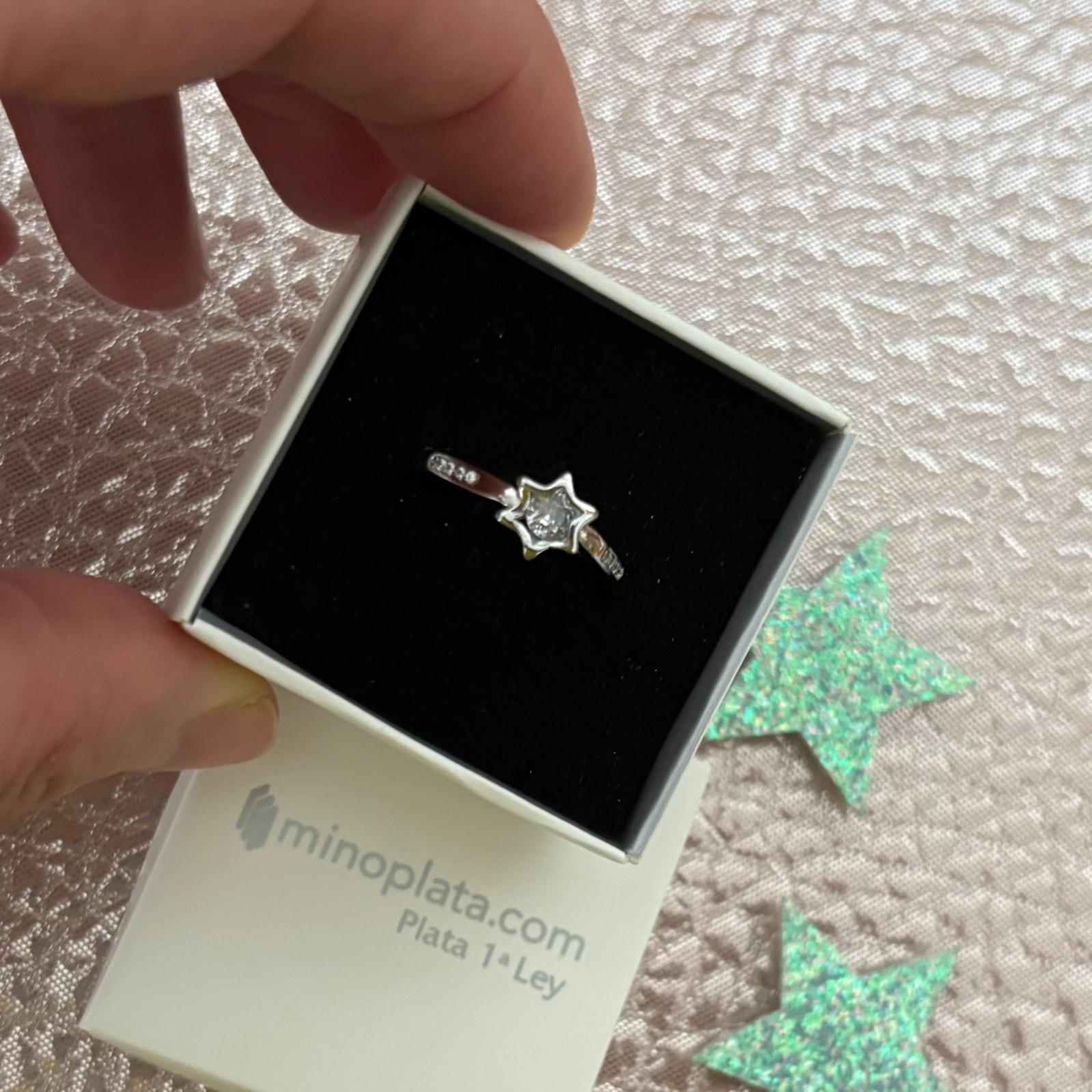 Anillo solitario ajustable estrella de Plata rodiada con Circonitas 3
