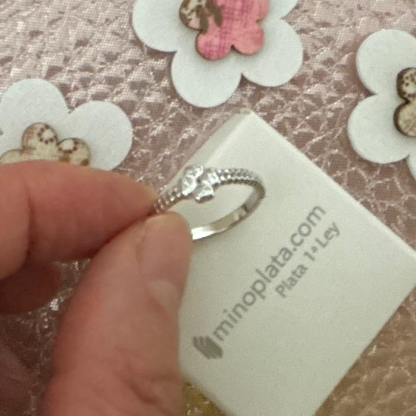 Anillo trébol de la suerte de Plata rodiada y Circonitas 4