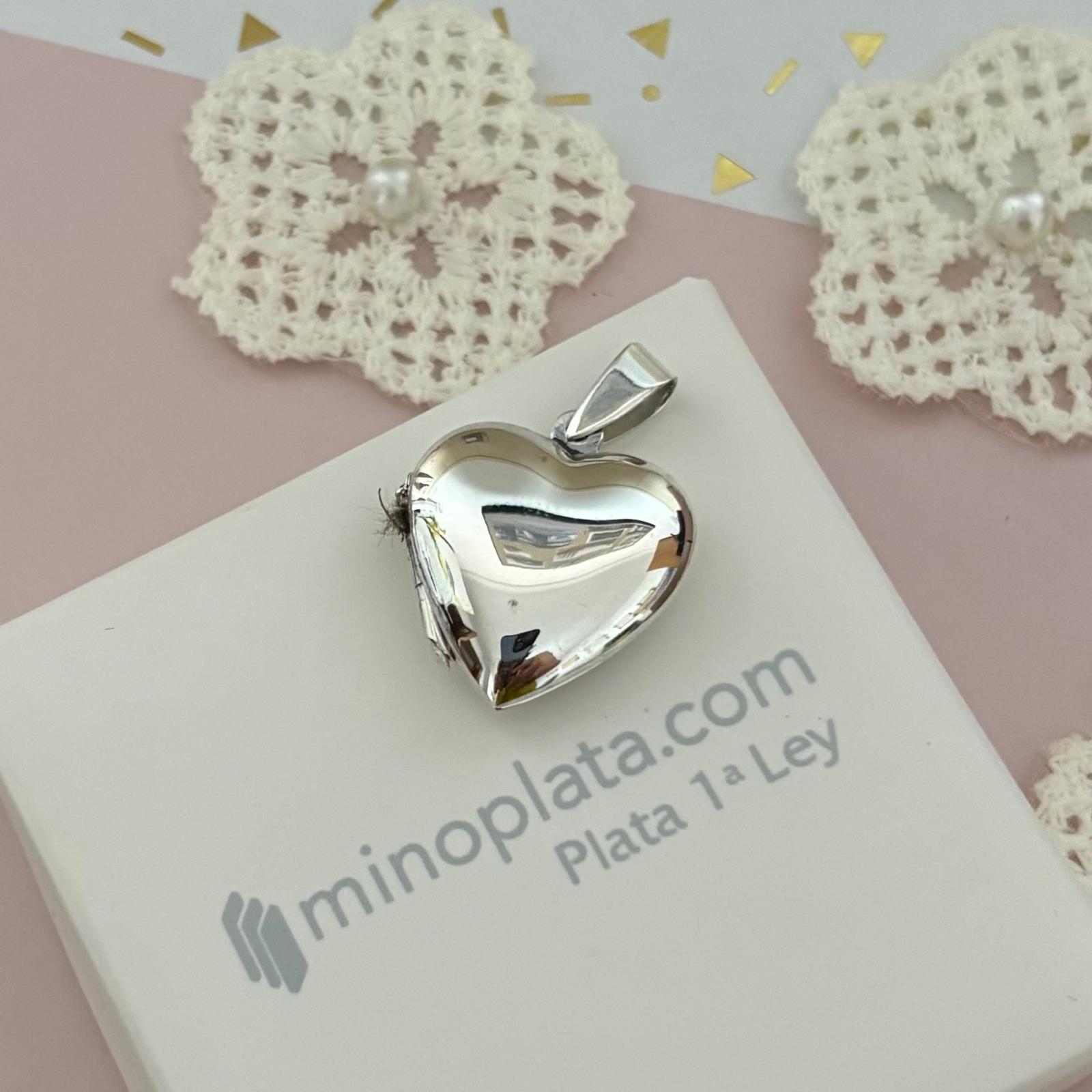Colgante guarda fotos corazón 19mm x 19mm de Plata de ley 925 3