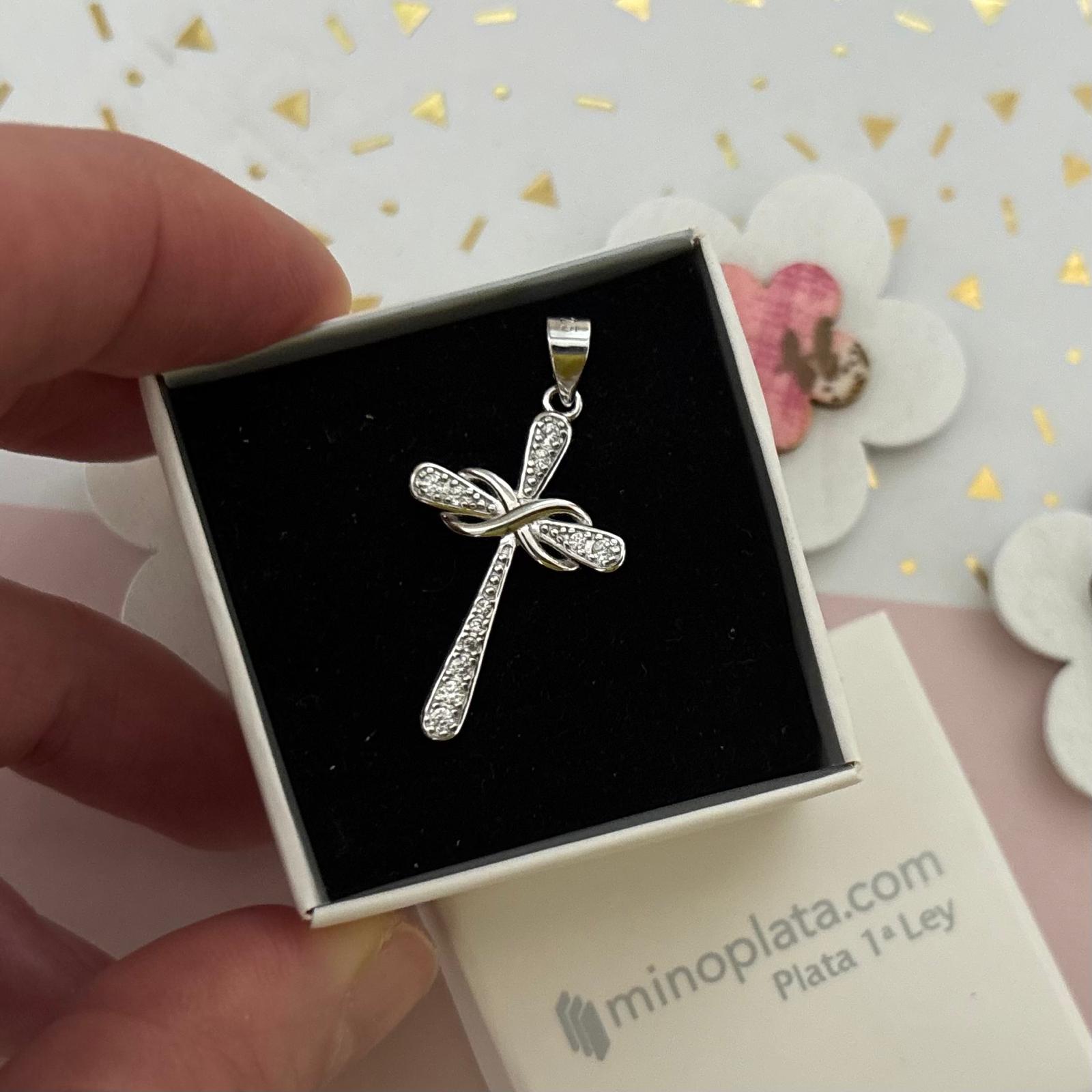 Crucifijo de Plata de ley con Circonitas 22mm x 13mm 3