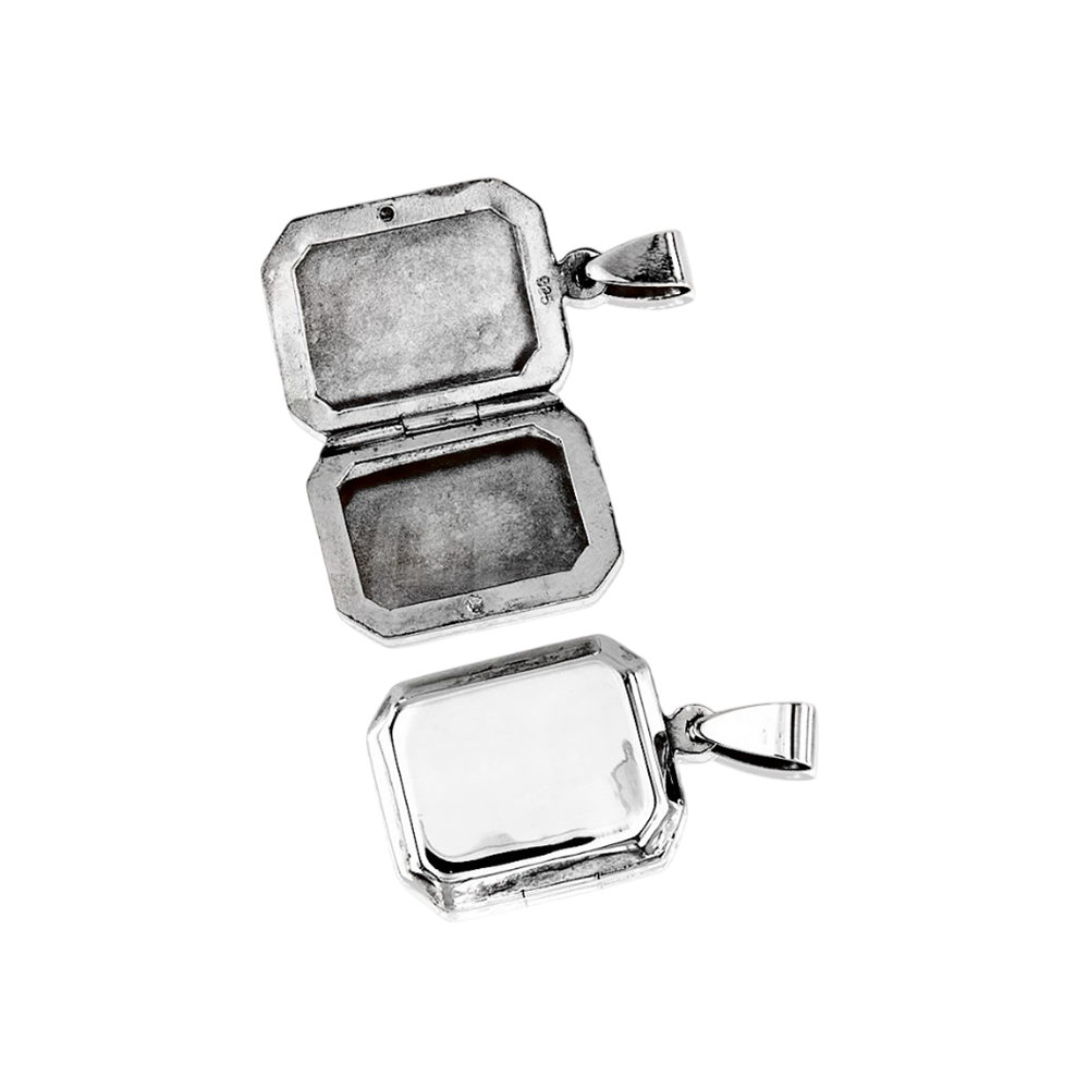 Colgante guarda fotos rectangular 21mm x 17mm de Plata de ley 925