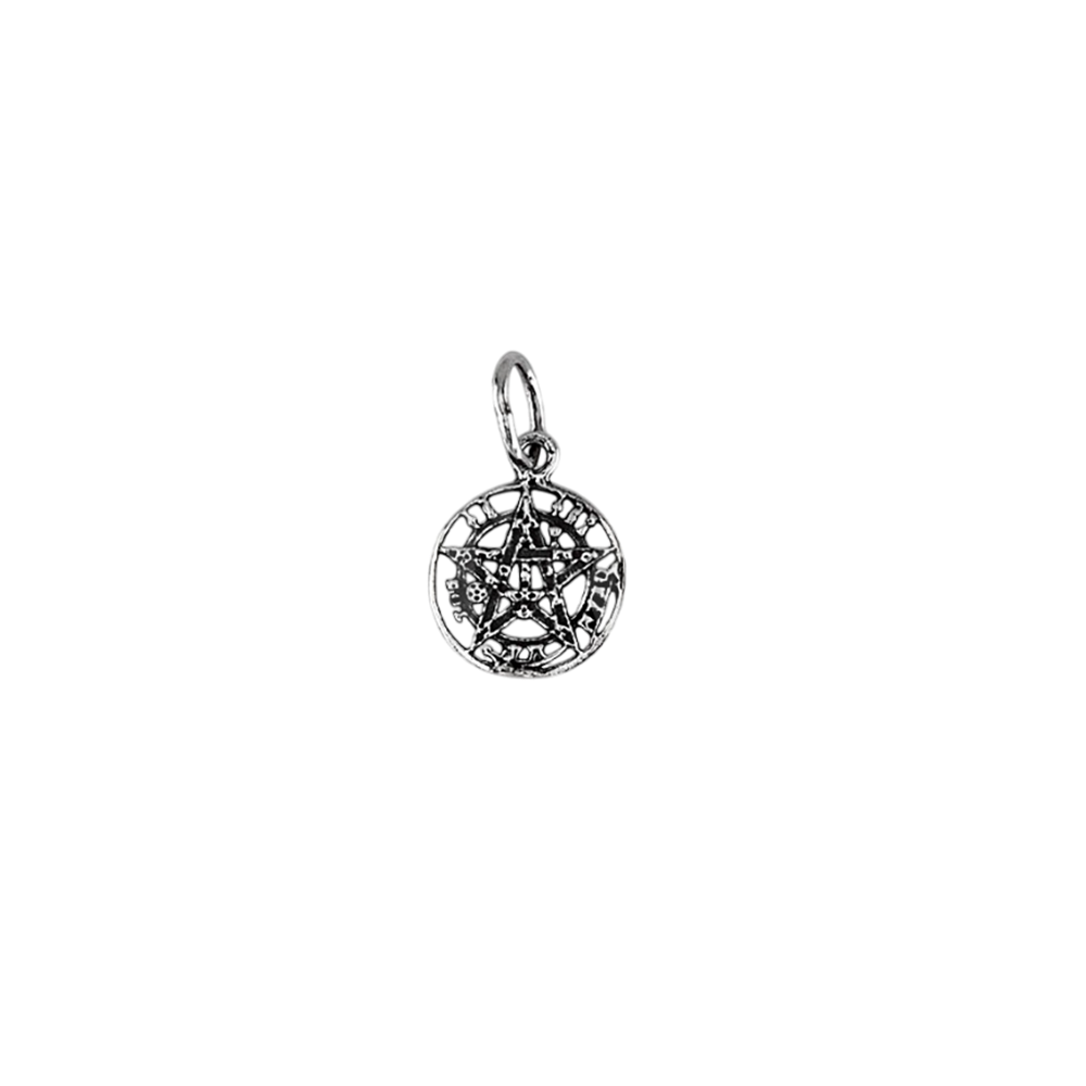 Colgante tetragramaton pequeño de Plata de ley vieja 10mm