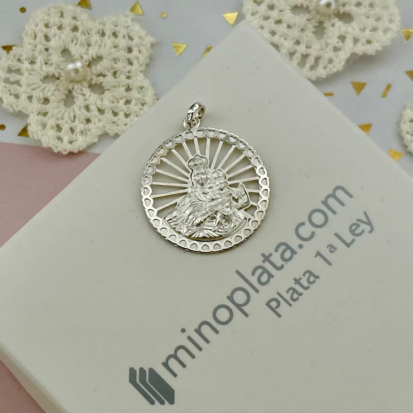 Medalla Virgen del Carmen calada de Plata de ley 925 25mm 5
