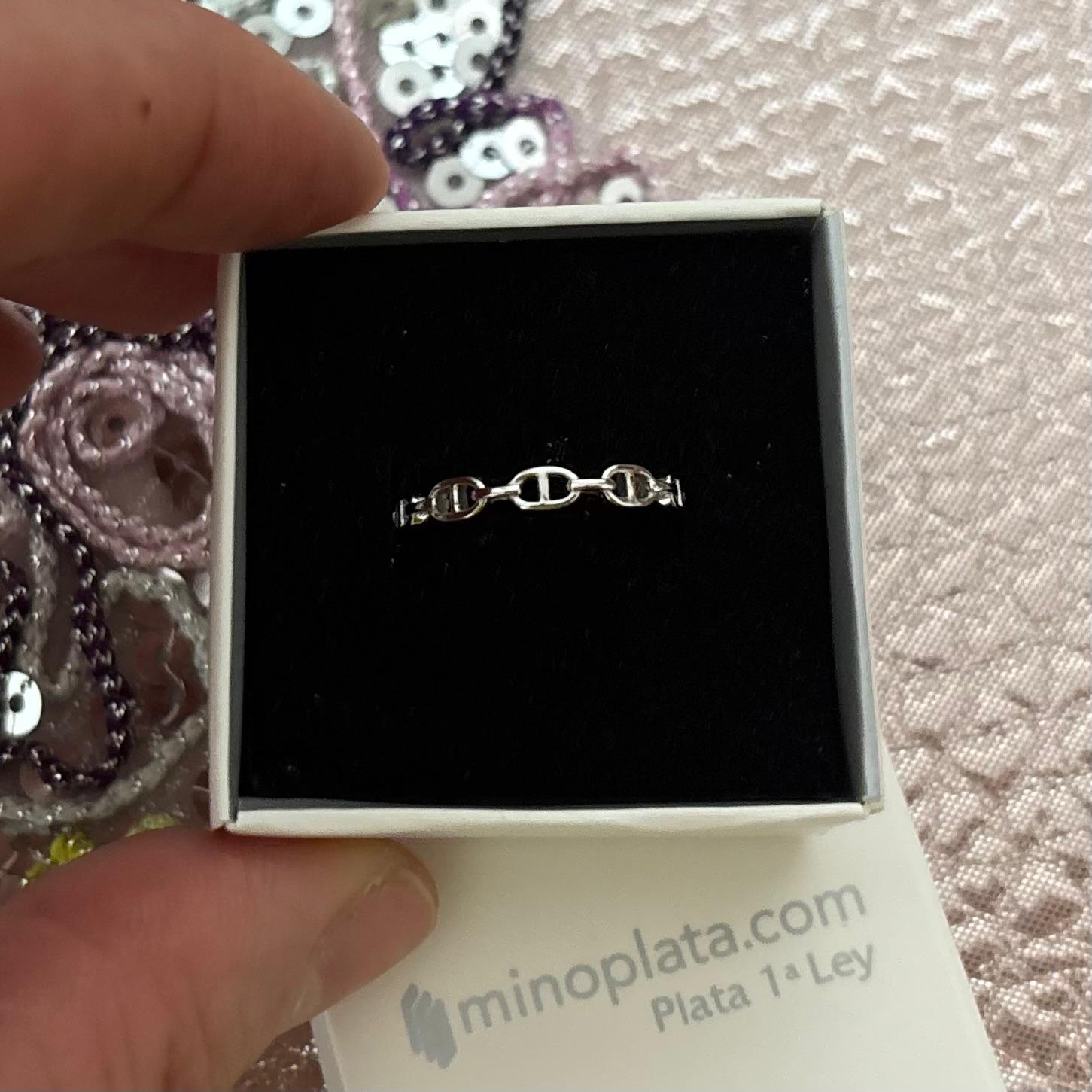 Anillo eslabones ancla de Plata de ley 925 rodiada 3