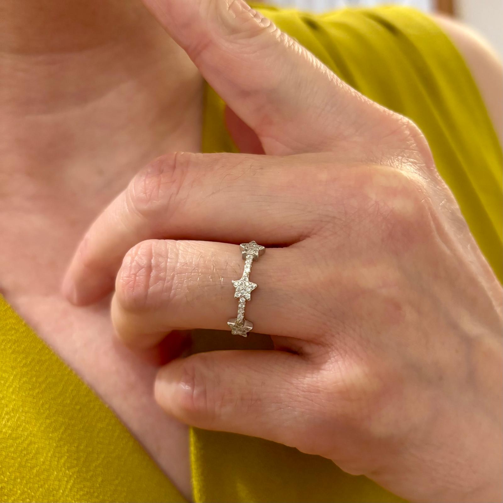 Anillo estrellas de Plata de ley rodiada con Circonitas 2