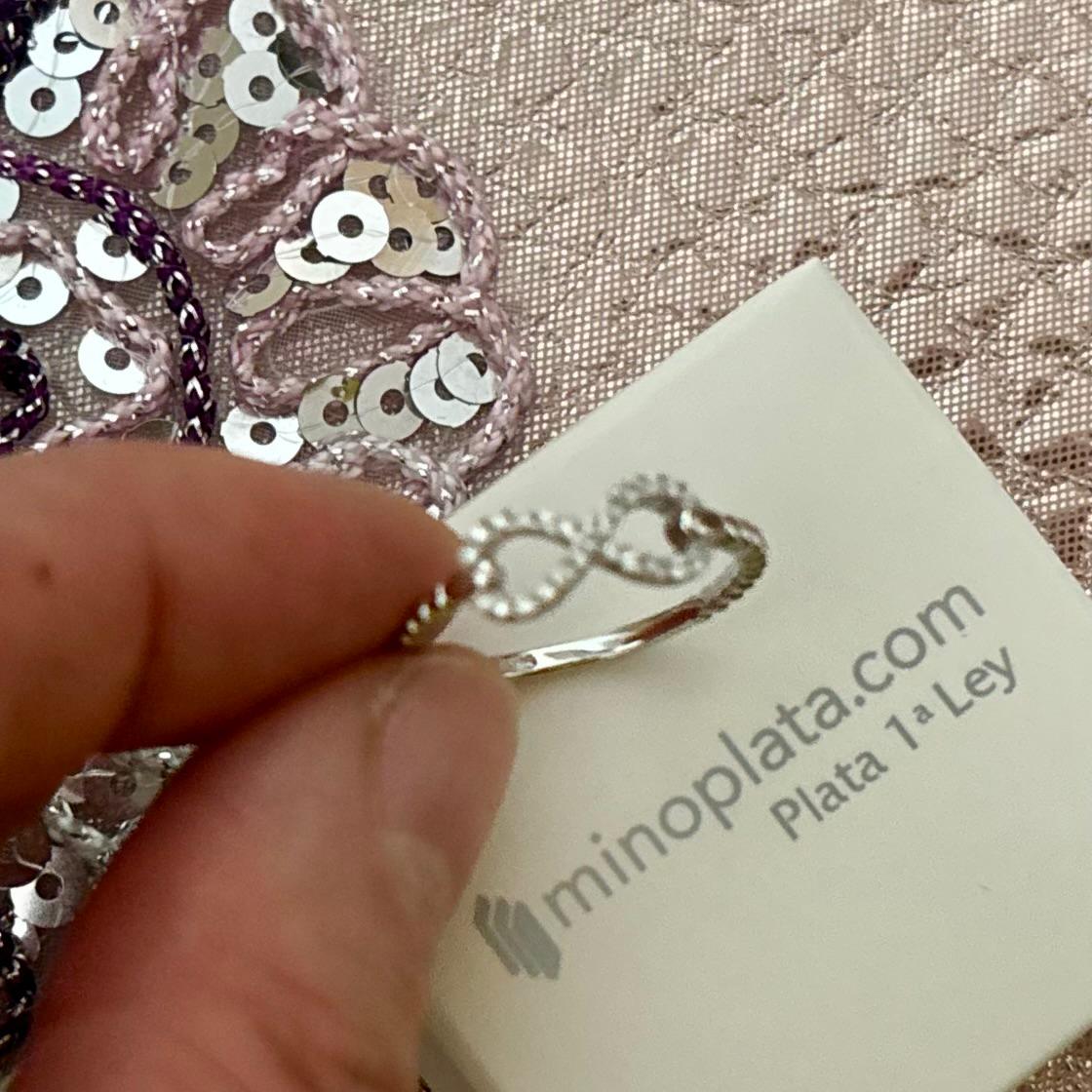Anillo infinito de Plata de ley rodiada con Circonitas 4