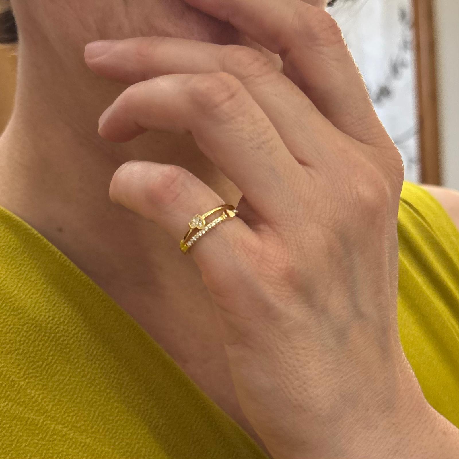 Anillo corazones de Plata de ley bañada en Oro con Circonitas 2