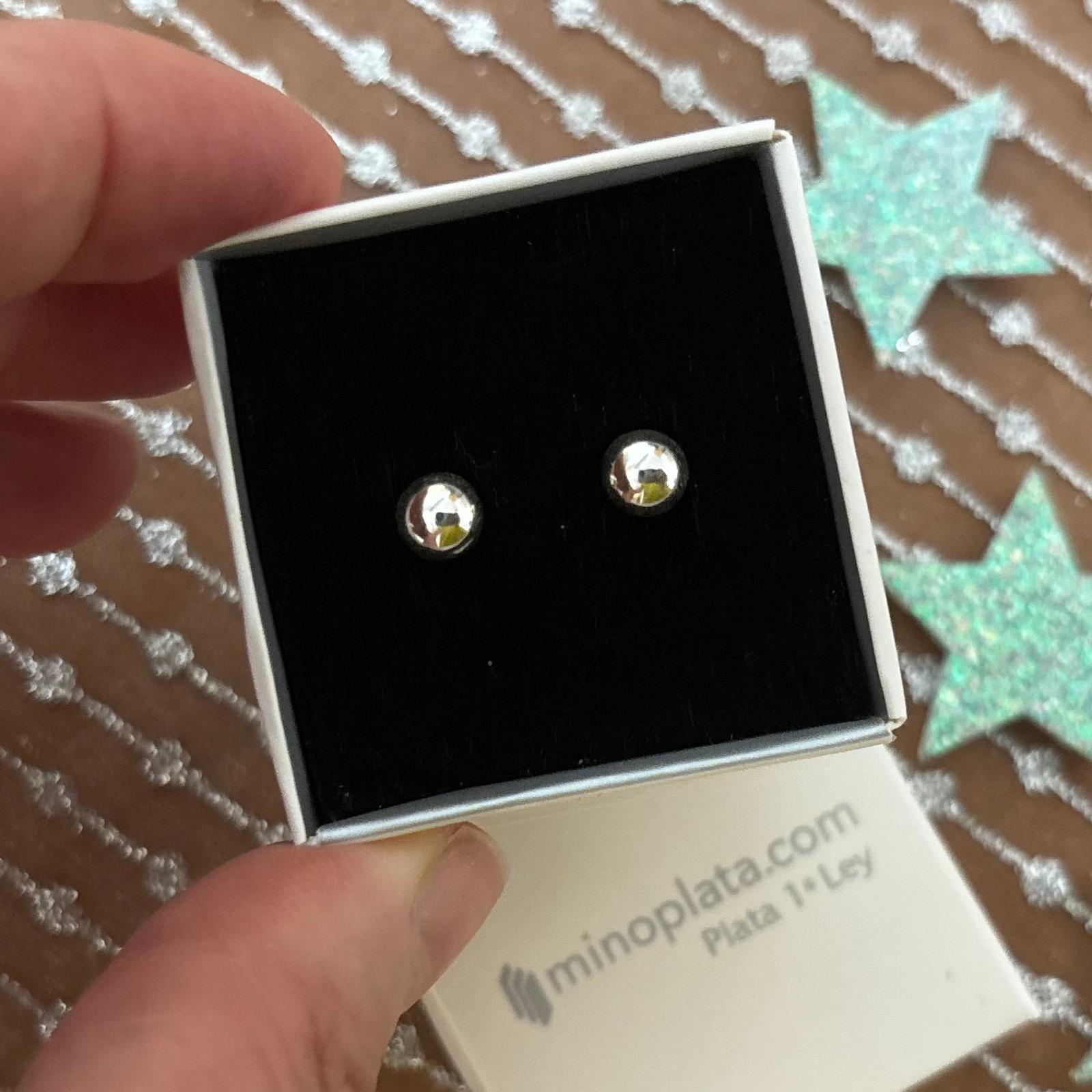 Pendientes media bola 6mm de Plata de ley 925 2