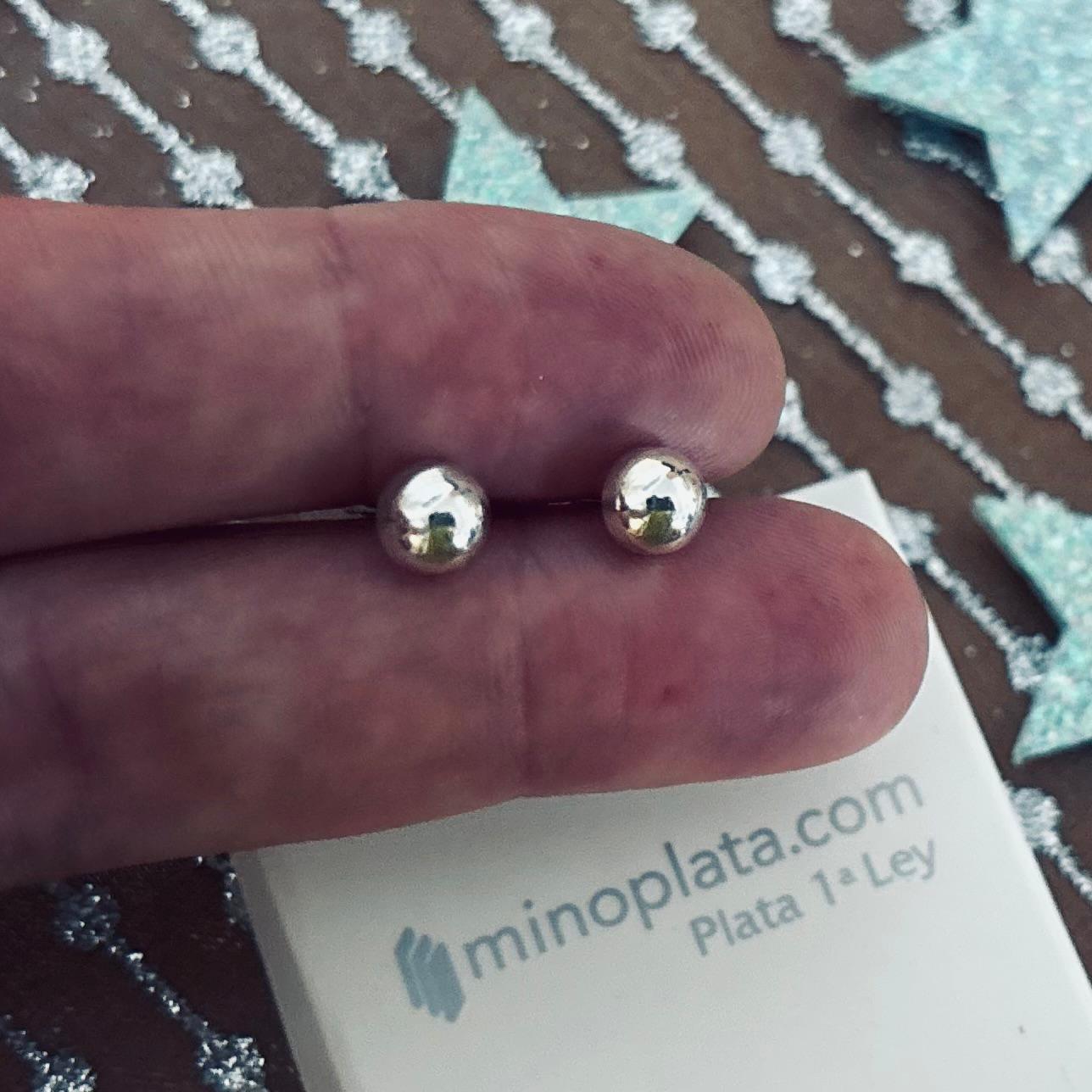 Pendientes media bola 6mm de Plata de ley 925 4