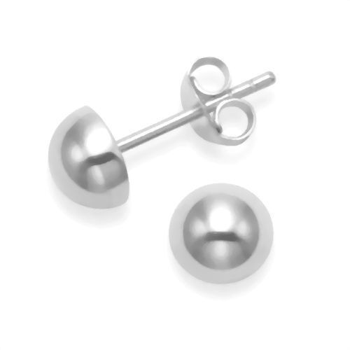 Pendientes media bola 8 Mm. de Plata de ley