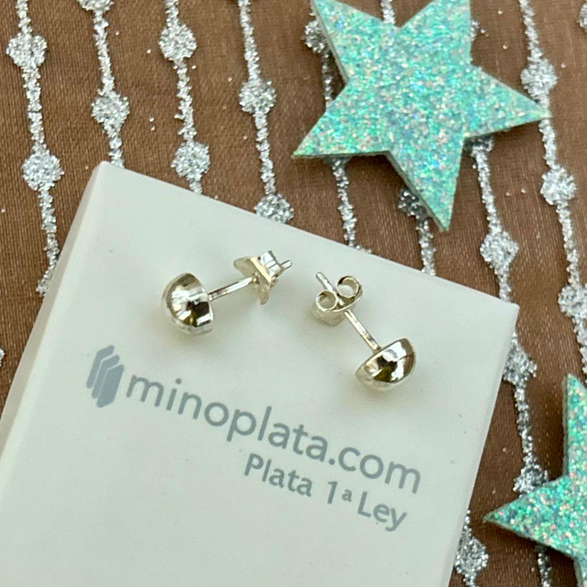 Pendientes media bola 6mm de Plata de ley 925 5