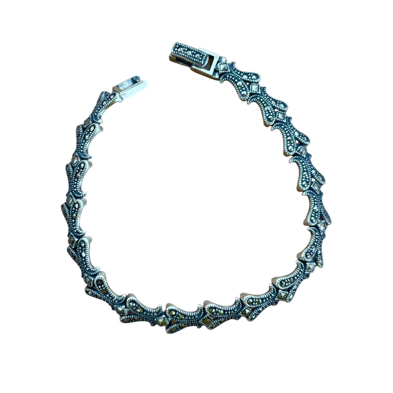 Pulsera vintage de Plata de ley envejecida con piedras Marcasitas