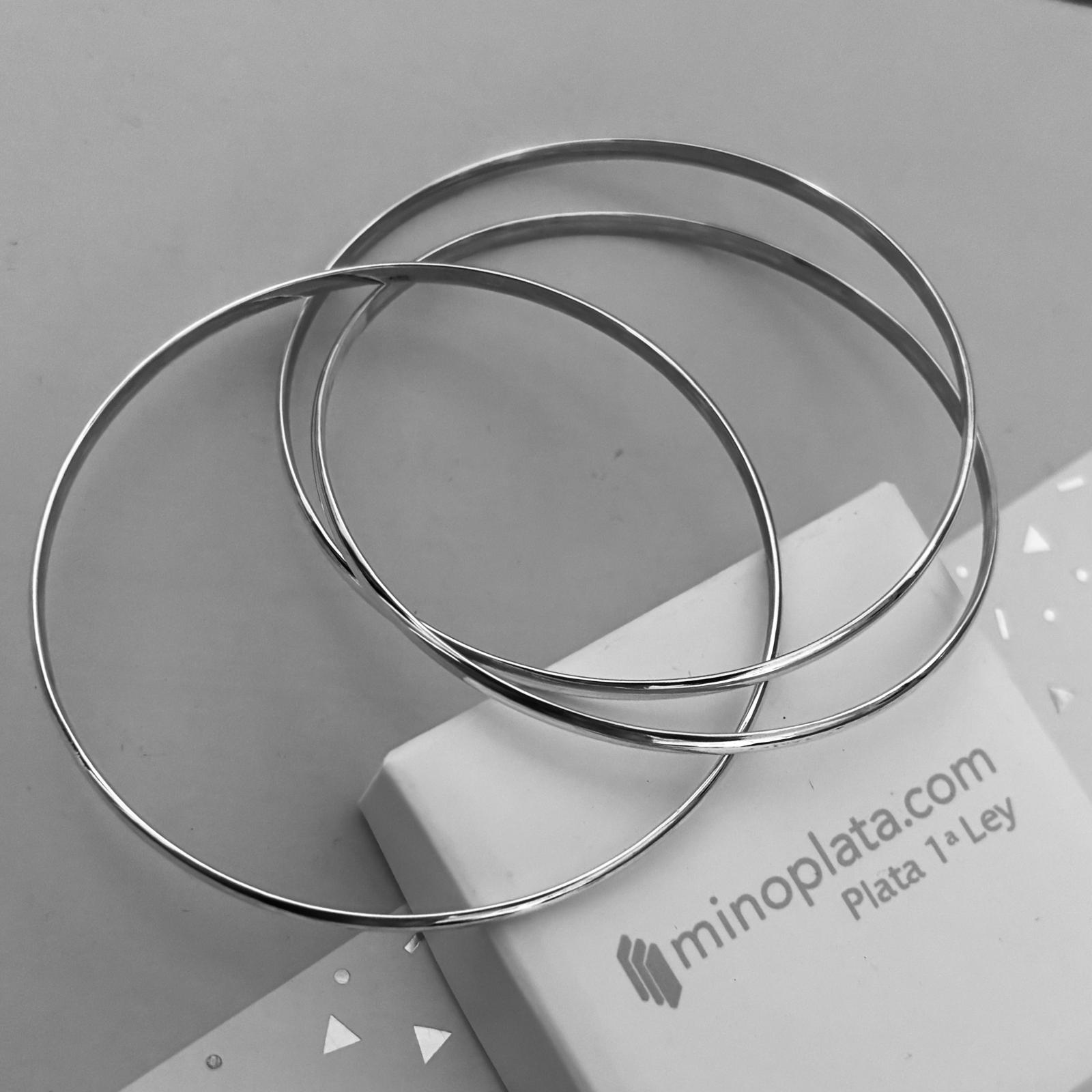 Trio de Pulseras media caña lisa 3mm de Plata de ley 925 5