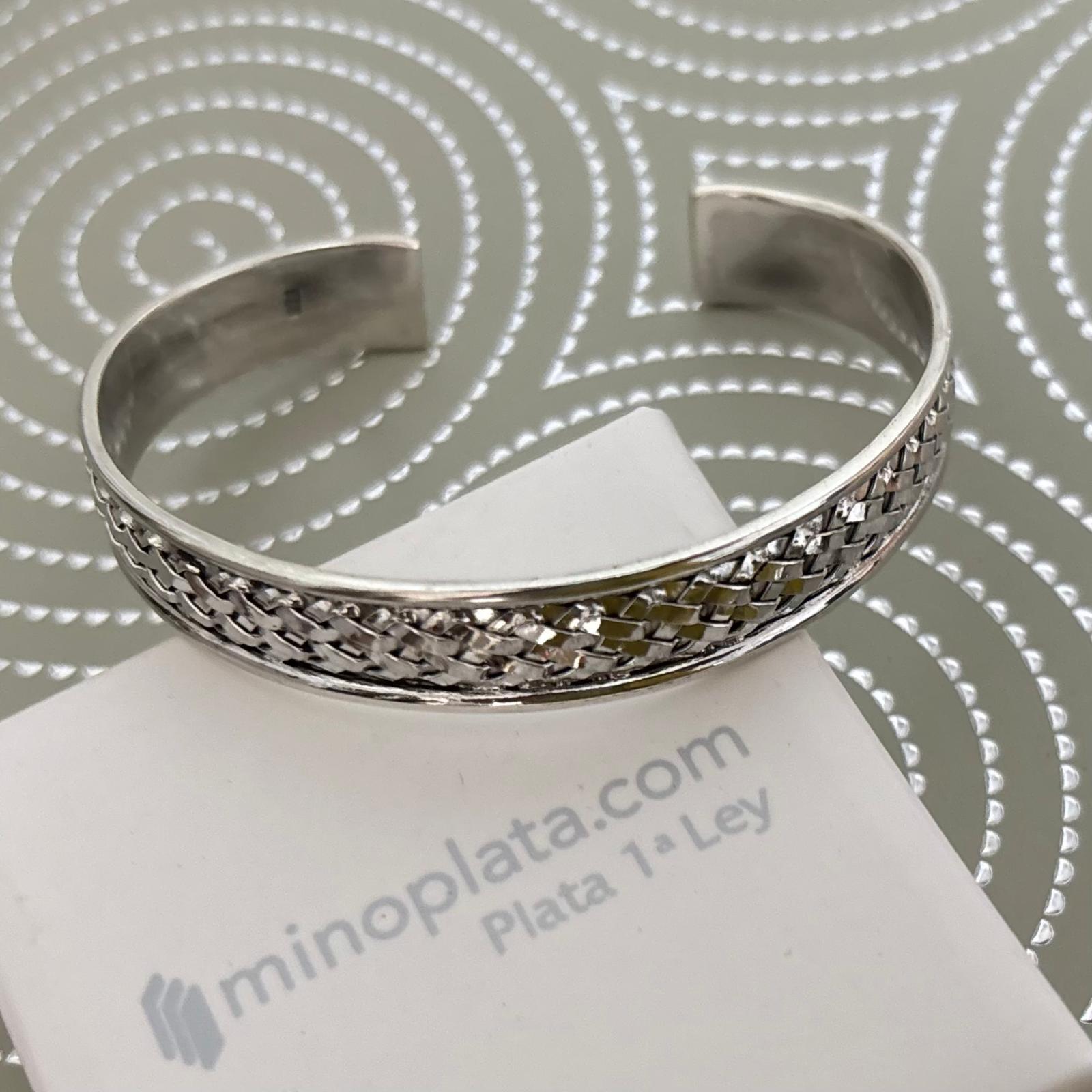 Pulsera brazalete dibujo entrelazado en Plata de ley envejecida 65mm 3