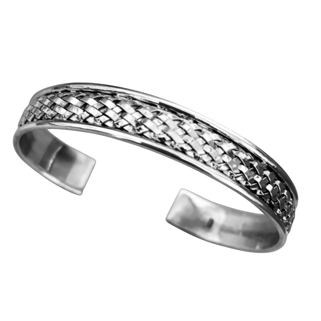 Pulsera brazalete dibujo entrelazado en Plata de ley envejecida 65mm