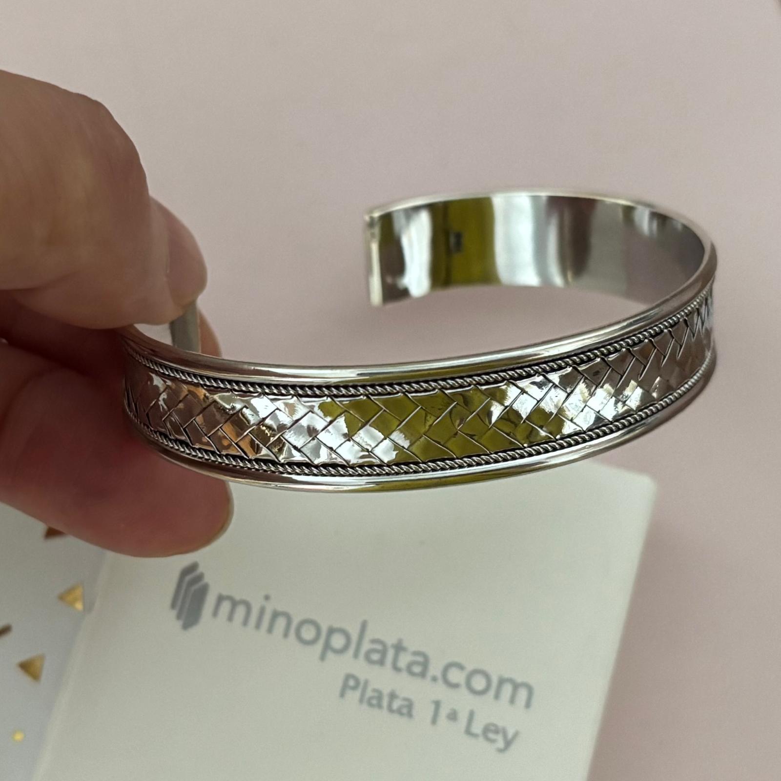 Pulsera brazalete unisex trenza de Plata de ley 925 3