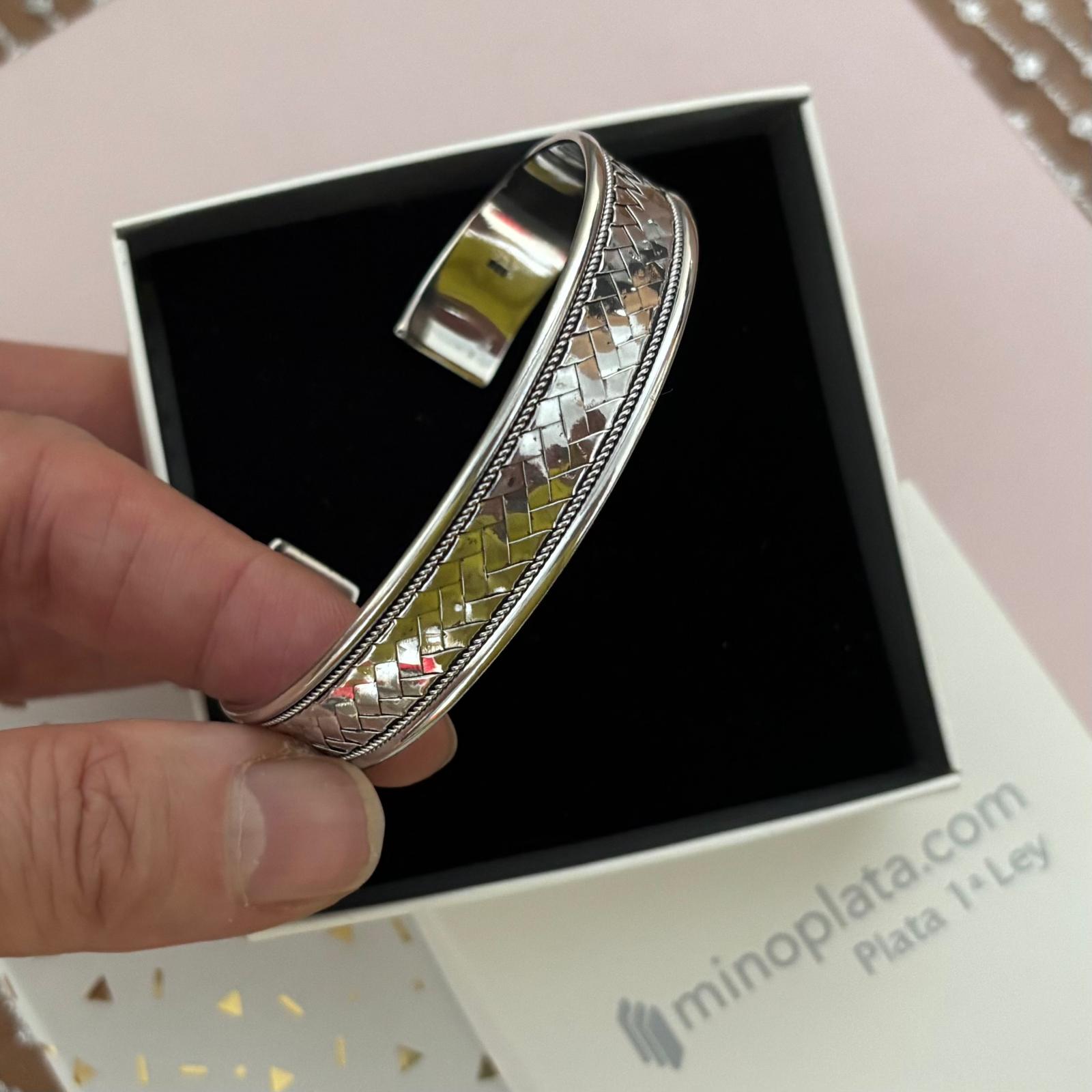 Pulsera brazalete unisex trenza de Plata de ley 925 2