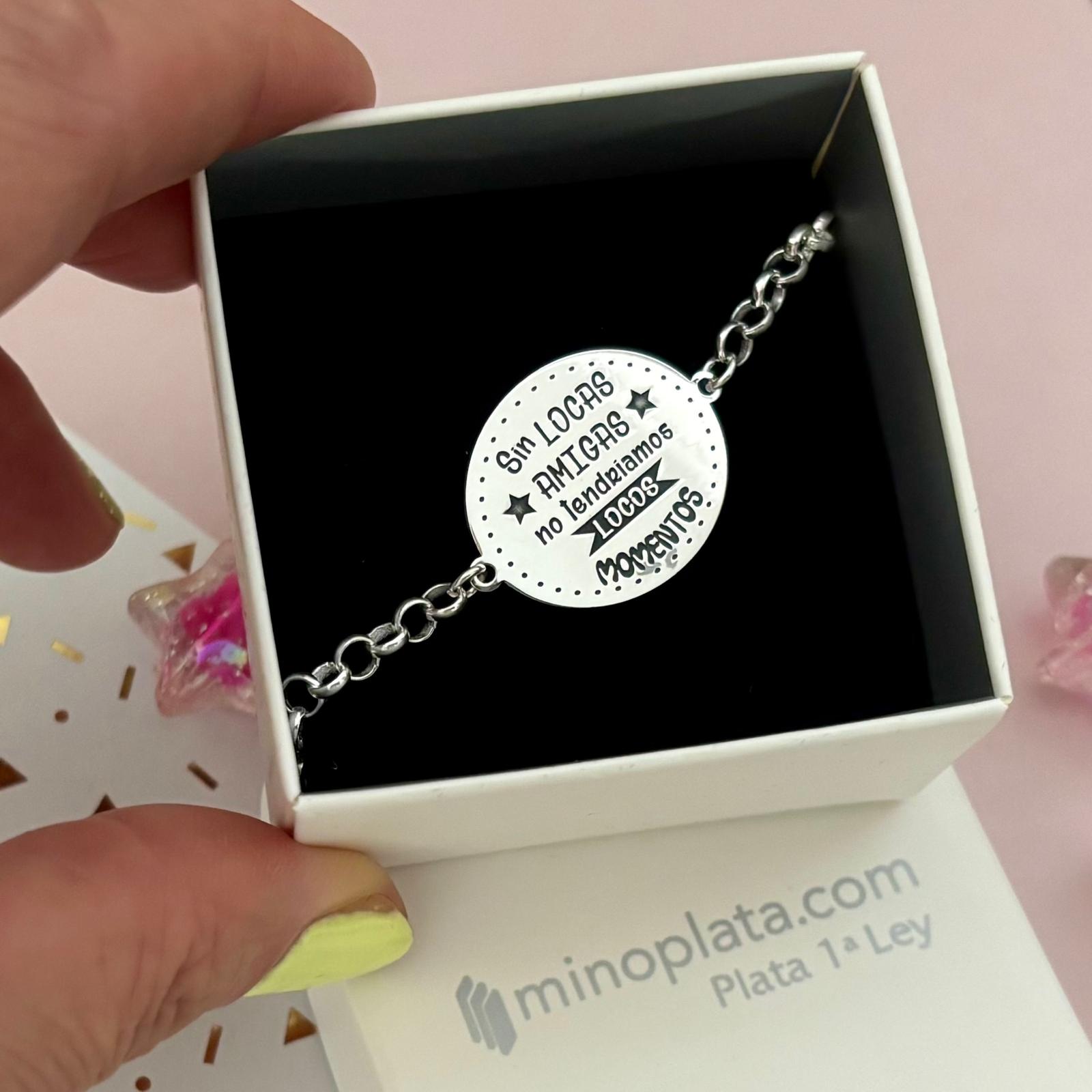 Pulsera de Plata de ley con mensaje 