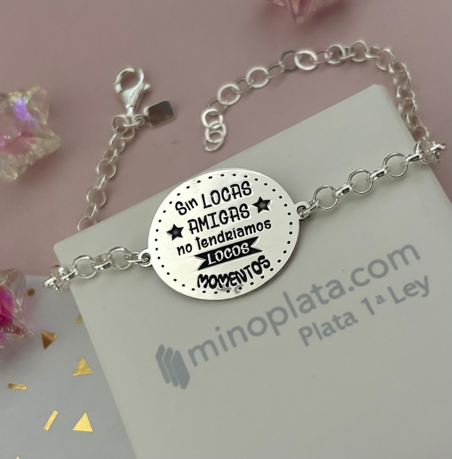 Pulsera de Plata de ley con mensaje 