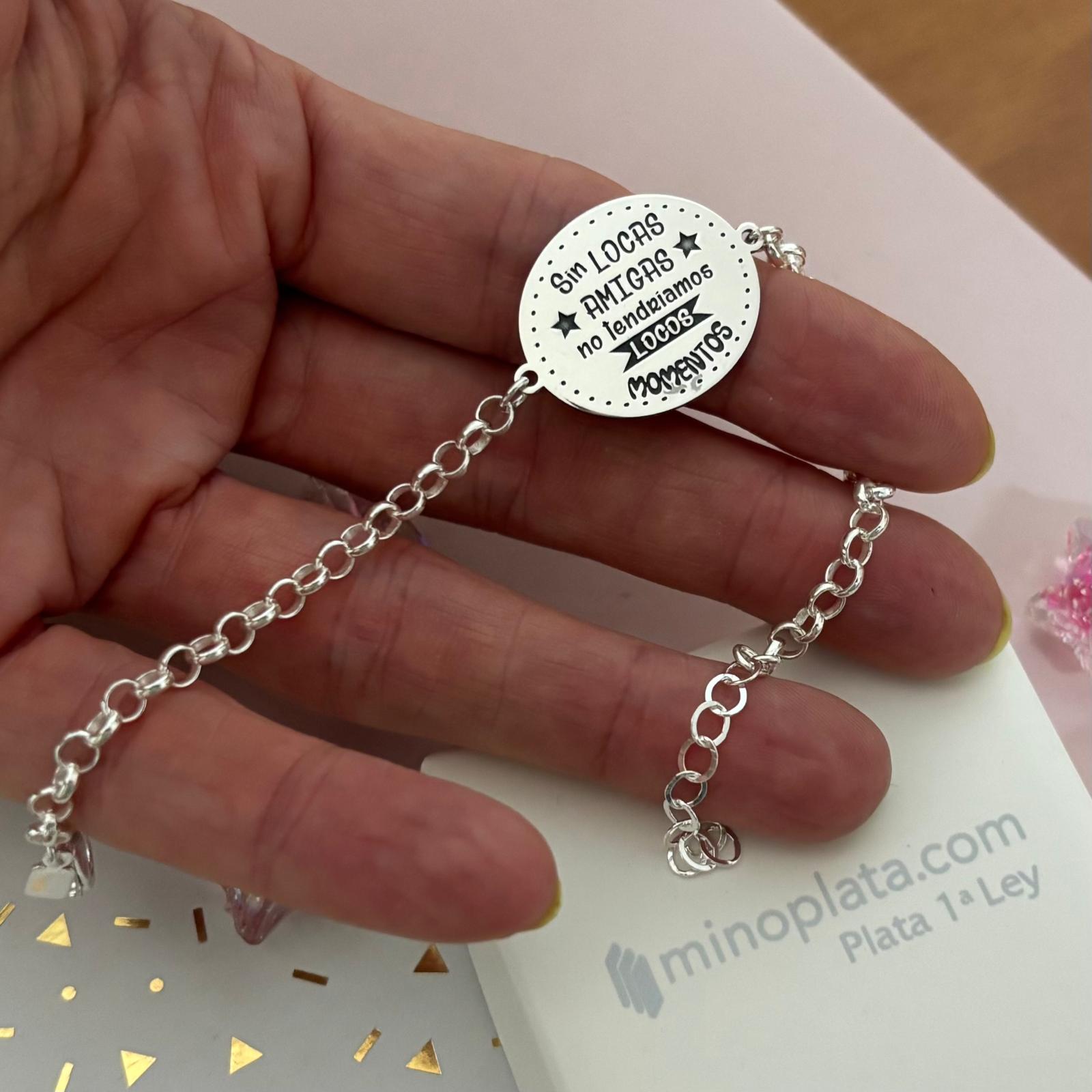 Pulsera de Plata de ley con mensaje 