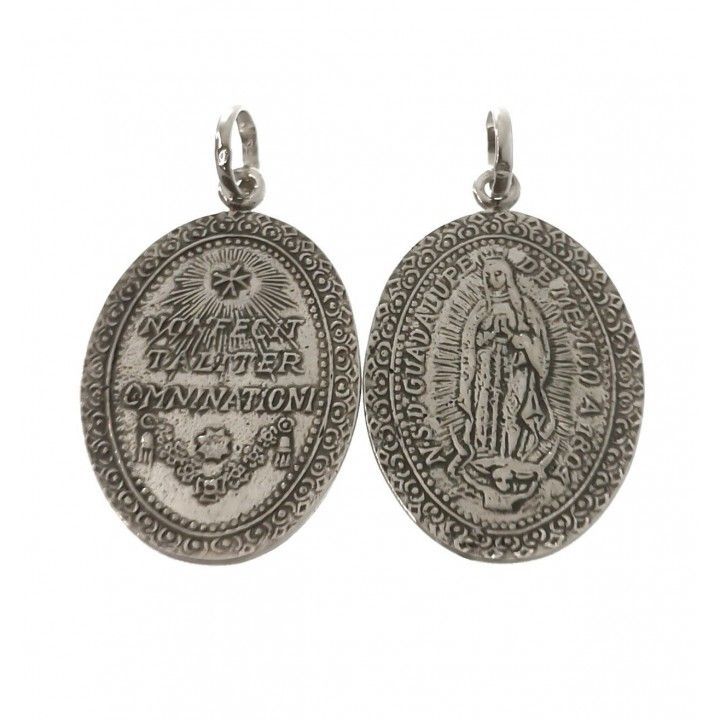 Medalla Virgen de Guadalupe de Plata de ley envejecida
